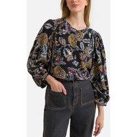 Printed V-Neck Blouse with Long Sleeves