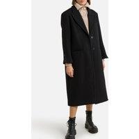 Tym Long Buttoned Coat in Wool Mix