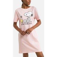 Slogan Print Cotton Nightshirt with Short Sleeves