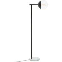 128cm Globe Black Metal Floor Lamp with Marble Base