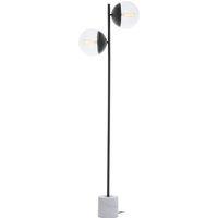158cm Dual Globe Black Metal Floor Lamp with Marble Base