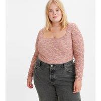 Printed Square Neck T-Shirt with Long Sleeves
