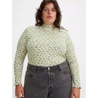 Printed Cotton Mix T-Shirt with High Neck