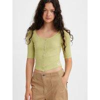 Button-Through T-Shirt in Cotton Mix with 3/4 Length Sleeves