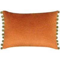 Fiesta Pom-Pom Trim Velvet Filled Cushion 35x50cm