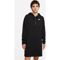 Club Fleece Hoodie Dress with Embroidered Logo and Half Zip in Cotton Mix