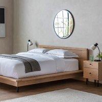 Batala Japandi Oak Platform Bed with Slatted Headboard