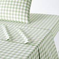 Veldi Green Gingham Check 100% Cotton Flat Sheet