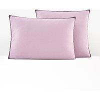 Bolzano Purple Ribbon Trim 100% Cotton Percale 200 Thread Count Pillowcase