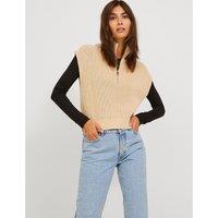 Cropped Half Zip Jumper in Cotton