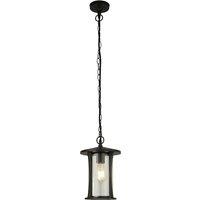 Outdoor Black Pendant Light with Clear Glass
