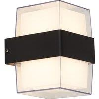 Outdoor Clear Glass Cube Up/Down Light Wall Light with Black Metal