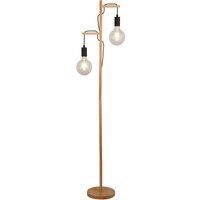 Ash Wood Floor Lamp with 2 Hanging Bulbs