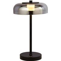 Black Metal and Smoked Glass Dome LED Table Lamp