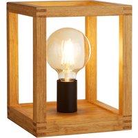 Square Woven Bamboo Wood Cage Table Lamp