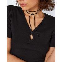 Cropped Cotton T-Shirt with V-Neck