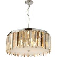 Drum Shape Ceiling Pendant with Hanging Glass Prisms