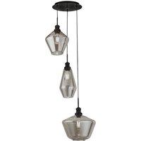 Black Ceiling Pendant with 3 Contrasting Glass Shades