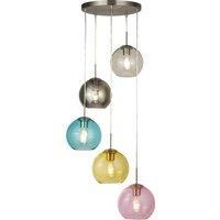 5 Multi Colour Glass Shades Spiral Ceiling Pendant