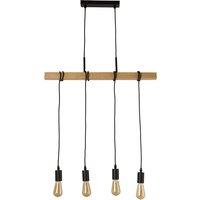 Ash Wood Ceiling Pendant with 4 Hanging Bulbs