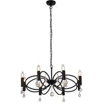 Black Metal Ceiling Pendant with Crystal Glass Detail and 8 Lights