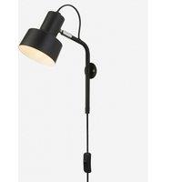 Black Metal Plug-In Outdoor Wall Light