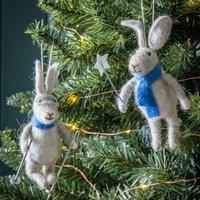 Set of 2 Skiing Hares Grey