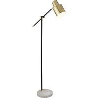 Adjustable Black Metal Floor Lamp with Gold Shade