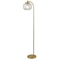 Satin Brass and Textured Glass Floor Lamp