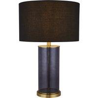 Blue Glass Table Lamp Black Shade