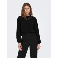 Mandarin Collar Blouse with Lace Detail
