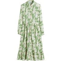 Printed Midaxi Shirt Dress with Long Sleeves