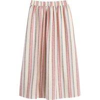 Striped Full Midaxi Skirt in Cotton/Linen Mix