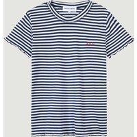 Striped Organic Cotton T-Shirt with Crew Neck and Short Sleeves