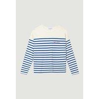 Striped Organic Cotton T-Shirt with Crew Neck and Long Sleeves