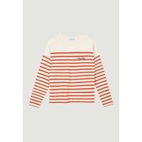 Striped Organic Cotton T-Shirt with Crew Neck and Long Sleeves