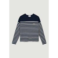 Striped Organic Cotton T-Shirt with Crew Neck and Long Sleeves
