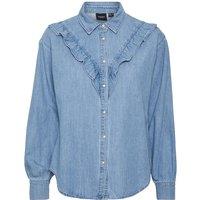 Denim Ruffled Blouse