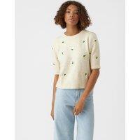 Cropped Short Sleeve Jumper in Brushed Knit