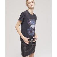 Cotton Skull Print T-Shirt with Crew Neck and Short Sleeves