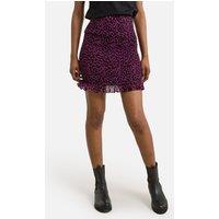 Bodycon Ruffled Mini Skirt in Graphic Floral Print