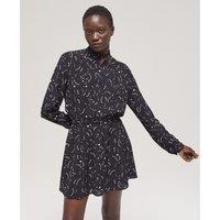 Printed Ruffled Mini Dress with Long Sleeves