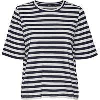 Striped Cotton T-Shirt with Short Sleeves and Crew Neck