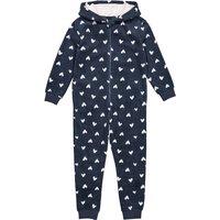 Fleece Hooded Onesie in Heart Print