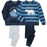 Pack of 2 Pyjamas in Velour with Bear Print