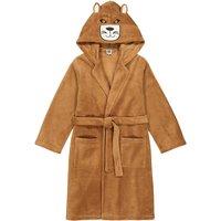 Fleece Bathrobe with Embroidered Hood