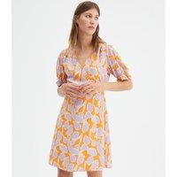 Printed Dress with Short Puff Sleeves