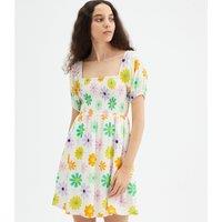 Floral Square Neck Dress with Short Sleeves