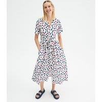 Heart Print Shirt Dress with Tie-Waist