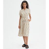 Cat Print Midi Dress with Short Sleeves